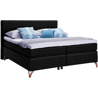 Esposa Boxspringbett , Schwarz , Textil , H2 + H3 , 7-Zonen , 140x200 cm , Federkernmatratze, Stoffauswahl, Topper durchgehend, in verschiedenen Größen erhältlich , Schlafzimmer, Betten, Boxspringbetten