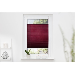 K-home Klemmfix-Plissee 100 x 130 cm (B x L) Bordeaux Lichtschutz +++ Moderne Crushed Optik +++