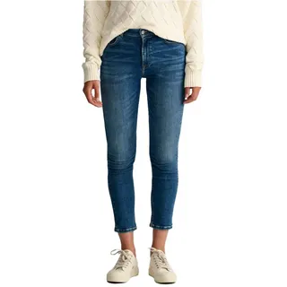 Gant Cropped Slim Fit Jeans - Mid Blue Worn In - 28