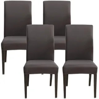 Jaotto Stuhlhussen 4er Set Stretch, Stuhlhussen für Esszimmerstühle Schwingstuhl, Stretch Stuhlschoner Abnehmbarer Waschbarer, Stuhlbezug Universal für Stuhl Esszimmer Büro Bankett Hotel(Dunkelgrau)