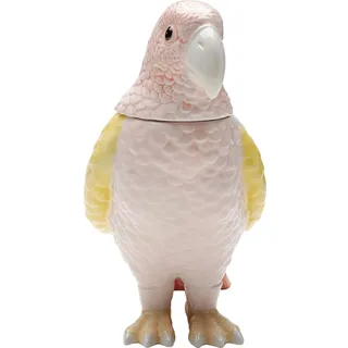Kare Design Deko Dose Exotic Bird Giallo, Rosa/Gelb, Handbemalt, Keramik Glasiert, Deko Figur fürs Wohnzimmer, Cookiejar, Deko Objekt fürs Wohnzimmer und Küche, 23x21x12 cm (H/B/T)