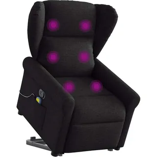 Massagesessel mit Aufstehhilfe Schwarz Stoff - Schwarz