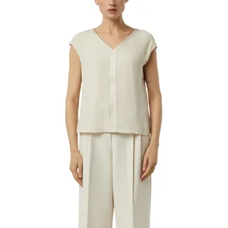 Blusenshirt COMMA, Damen, Gr. 38, vanilla, Web, Obermaterial: 93% Viskose, 7% Elasthan, unifarben, normal hüftbedeckend, V-Ausschnitt, Shirts Blusenshirt, Sommer-Top mit V-Ausschnitt, ärmellos