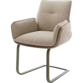 DeLife Freischwinger Nela-Flex Materialmix Schlamm Freischwinger flach Effektfinish Titan