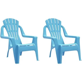 Kinder-Gartenstühle 2 Stk. Blau 37x34x44 cm PP Holzoptik - Blau