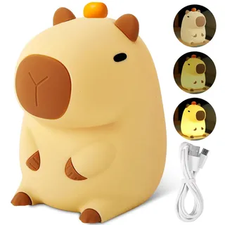 Capybara Silikon Nachtlicht, Kinder Baby Capybara Lampe, Dimmbar Stilllicht Mit 2 Helligkeit, Led Nachttischlampe Kinderzimmer Schlafzimmer Geschenk - Gelb