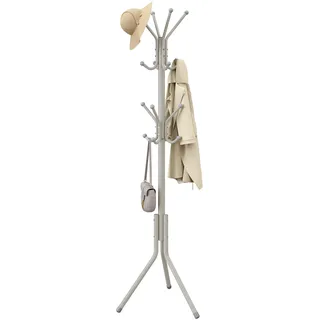 SONGMICS Moderner Kleiderständer aus Stahl mit 16 Haken, Möbel für den Eingangsbereich, 48 x 43 x 175 cm, Hellbeige, Kollektion Alan RCR081LH01