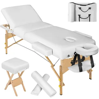 Tectake tectake® 3 Zonen Massageliege mit 10cm Polsterung, Rollen und Holzgestell