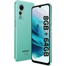 Ulefone Note 14 Pro Smartphone Ohne Vertrag, Android 12 Handy 8GB/64GB+128GB(SD) 4500mAh mit 13MP+5MP Kamera 6,52 Zoll HD+ 5 Ghz WiFi 3 Slots/Face ID/GPS/FM/Große Schrift 4G Dual SIM Grün