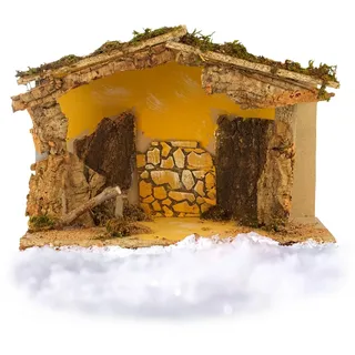 Avilia Weihnachtskrippe aus Holz 26 x 50 x 29 cm – Leere Krippe mit Tür zum Öffnen und komfortablem erhöhtem Boden – ideal für Weihnachtsdekorationen und tolle Geschenkidee – robust