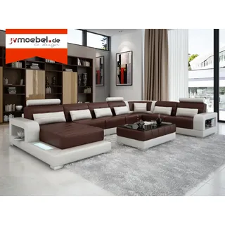 XXL Big Wohnlandschaft Sofa Couch Polster Eck Leder Sofa Garnitur Couchen Licht