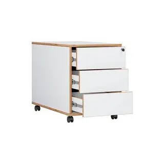 VCM my office Salia Rollcontainer weiß, honig-eiche 3 Auszüge 39,0 x 70,0 x 50,0 cm