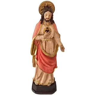 DRW Figur Sagrado Herz Jesus Stil Holz 20 cm mit Geschenkbox