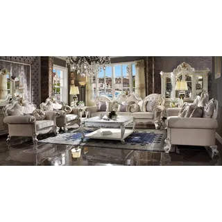 Textilsofa Sofagarnitur 3+2 Sitzer Set Garnitur Polstersofa Couch Designersofa - Weiß