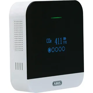 ABUS CO2-Melder - CO2WM110 AirSecure - Messgerät für Luftqualität, Luftfeuchtigkeit und Temperatur im Raum - mit Alarm und CO2-Ampel - 10-Jahres-Sensor