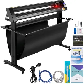 Vevor Vinyl Schneideplotter 1350 mm, Folienschneider Max. Schnittstärke 3 mm, Folienschneider Schneidkraft 500 g, Plottermaschine Halbautomatisch Signcut-Software, Speichercache 1-4 M, Hobbyplotter