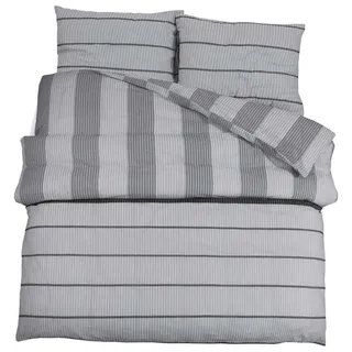 vidaXL Bettwäsche-Set Grau 200x200 cm Baumwolle - Grau