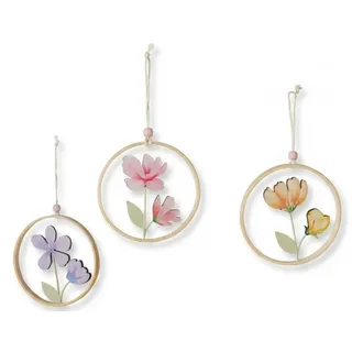 Sommerdeko zum Aufhängen – Blumen Hänger aus Holz im 3er Set, beidseitig Bedruckt, Fensterdeko, Balkon & Garten Deko, Ø 10 cm by khevga