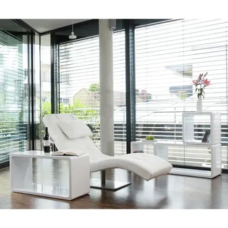 SalesFever Relaxliege Kunstleder 60 x 82 x 170 cm Weiß mit Nackenkissen