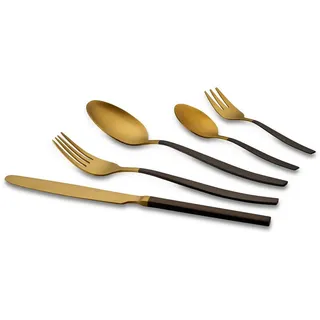Echtwerk Besteckset , Goldfarben , Metall , 20-teilig , ergonomischer Griff, rostfrei, lebensmittelecht , Besteck, Besteck-Sets
