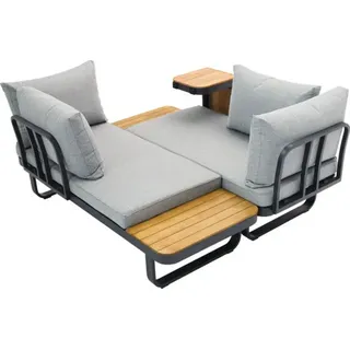 Loungeset SenS-Line garden furniture 4 -Sitzer bestehend aus: 2 Bänke,Tisch Aluminium Holz anthrazit bronze - Grau, Bronze