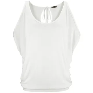 LASCANA Strandshirt mit Schulterschlitzen, Kurzarmshirt, Longshirt, schulterfrei, beige