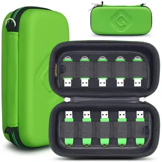 QUENZROC USB Stick Aufbewahrung Tasche für 20 Flash-Laufwerk USB Drive Case Organizer Schutz Hülle Aufbewahrungsbox - Grün