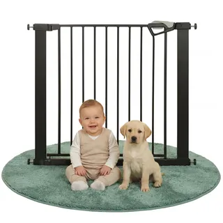 roba easySafe+ Tür- & Treppenschutzgitter aus Metall - Verstellbreite 75-82 cm - Erweiterbar bis 110 cm - TÜV-geprüft Schwarz