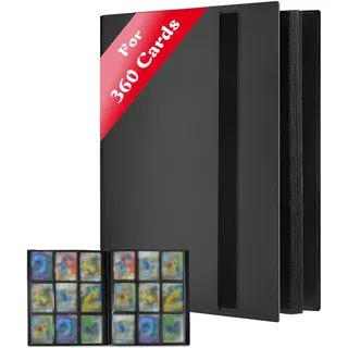JUSONEY Sammelkarten Album - 360 Pockets Sammelalbum 20 Seiten Pro 9 Pocket mit Wasserdichte Schwarzer Buchdeckel Perfekt zum Sammeln von Karten für MTG Magic für Match Atta (Schwarzer)