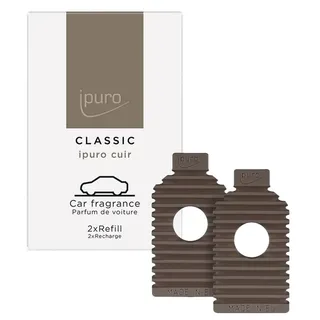 ipuro Classic Car Line Autoduft Cuir EVA Refill 2x9g - Luxuriöser Duft für Auto mit Zitrusnoten, Leder & Vanille - Langanhaltender Autoduft Lufterfrischer - Passend für ipuro Classic Autostecker Clip