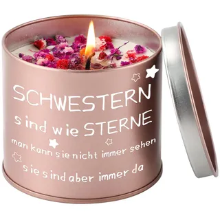 PRSTENLY Schwester Geschenk, Stumpenkerzen Mit Spruch, Geschenke für Schwestern Ostern Geburtstag Hochzeitstag Weihnachten, Geburtstagsgeschenk für Große Schwester, 9OZ
