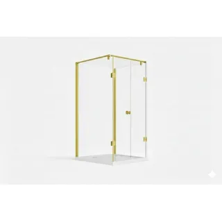 Kopie von Kopie von Glaswerk Westfalen- Emma 90x90x90cm U Duschkabine Gold #1 #1 - Transparent, Gold