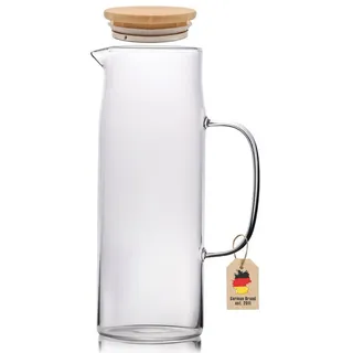 Intirilife Karaffe mit Bambusdeckel in KLAR – Gr.: onesize