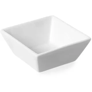HENDI Tapasschälchen Cuadrado, Stückzahl: 6, Hohe Schlag- und Verschleißfestigkeit, geeignet für Mikrowelle, Geschirrspüler, 80x80x(H)35mm, Weiß Porzellan