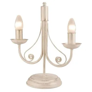 Weiße Tischlampe Shabby Chic rustikal E14 36cm hoch Tischleuchte Wohnzimmer