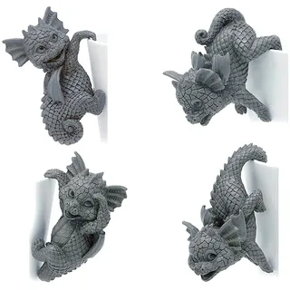 Kleine Lustig Drachen Figuren,4 STK Kunstharz Outdoor Herbstdeko 7.5 cm für Garten Terrasse Balkon