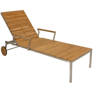 Gardenson SONNENLIEGE Silberfarben, Teakfarben - 70x92x197 cm