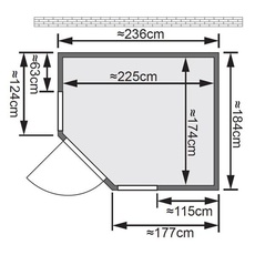 Bild von Sauna Sinai 3 40mm mit Ofen 9kW extern classic Tür