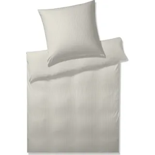 elegante Mako-Jersey Bettwäsche-Set Solid Stripe Farbe Sand Größe 40x80 155x220 - Beige