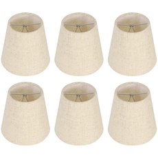 6 Stück Kleine Lampenschirme Aufstecken E14 Aprikose Barrel Leinen Lampenschirm 9 × 13 × 14 cm Modern Simple Clip on Stoff Lampshades für Kronleuchter Wandleuchte Tischlampe