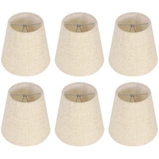 6 Stück Kleine Lampenschirme, Aufstecken E14 Aprikose Barrel Leinen Lampenschirm Modern Simple Clip on Stoff Lampshades für Kronleuchter Wandleuchte Tischlampe