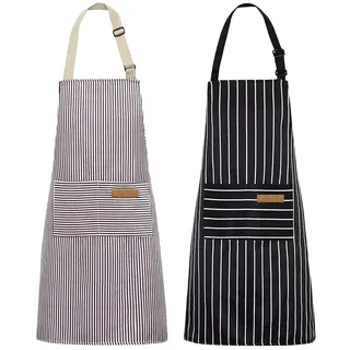 nlus 2 Stück Küchenschürzen, verstellbare Lätzchen, weiche Kochschürze mit 2 Taschen, für Männer und Frauen
