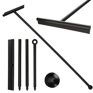 Romon Duschabzieher, 30cm Breitklinge Abzieher mit Halterung, 3-stufig Verstellbarer Stiel (34.5-89cm) Duschkabinenabzieher Langer stiel für Boden Dusche Fenste, Fensterwischer, Schwarz