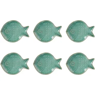 Butlers Dekoteller (6er Set) Seaside , Türkis , Keramik , 2 cm , Dekoration, Dekoartikel, Dekoteller & -tabletts