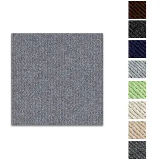 Kongming Teppichfliesen selbstklebend waschbar, 10 Stücke Teppichfliesen selbstliegend 30x30cm, Teppich Fliesen mit Rückendeckung, Teppich Bodenbelag für Wohnung, Büro, Gewerbe (Teppich Hellgrau)