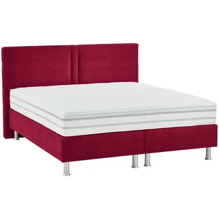 Beldomo - Sleep Boxspringbett , Rot , Kunststoff , H3 , Höhe ca. 26 cm , 200x200 cm , gepolstertes Kopfteil, Stoffauswahl, in verschiedenen Größen erhältlich, Partnermatratze mit durchgehendem Bezug, Matratze in verschiedenen Härtegraden erhältlich , Schlafzimmer, Betten, Doppelbetten