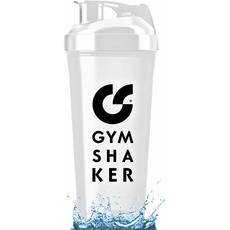 GYMSHAKER Protein Shaker 800 ml - Wabenstruktur-Sieb für cremige Protein Shakes - auslaufsicher & BPA frei - Weiß