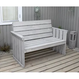 Ambientehome Strandgut07 2-Sitzer Loungesofa Kiefernholz, Gartenbank, grau, ca. 120 cm