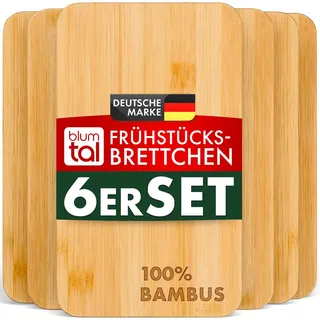 Blumtal Frühstücksbrettchen 6er Set aus Bambus - 22x14x0,8 cm Frühstücksbretter - antibakterielles Holzbrettchen - Frühstücksbrettchen - Brotzeitbrett - Schneidebrett