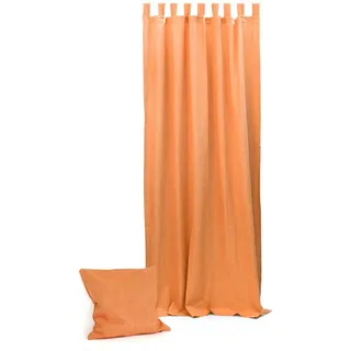 Vorhang Schlaufenvorhang blickdicht Kissen Gardine 240 cm Gardinenband pfirsisch